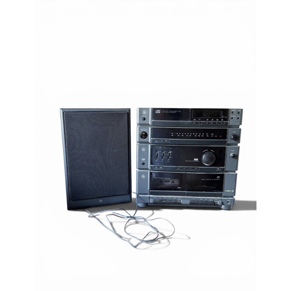 GE Compact Stereo System ASX-3 AM/FM Stereo 2 Cassette Cd Player With Speaker